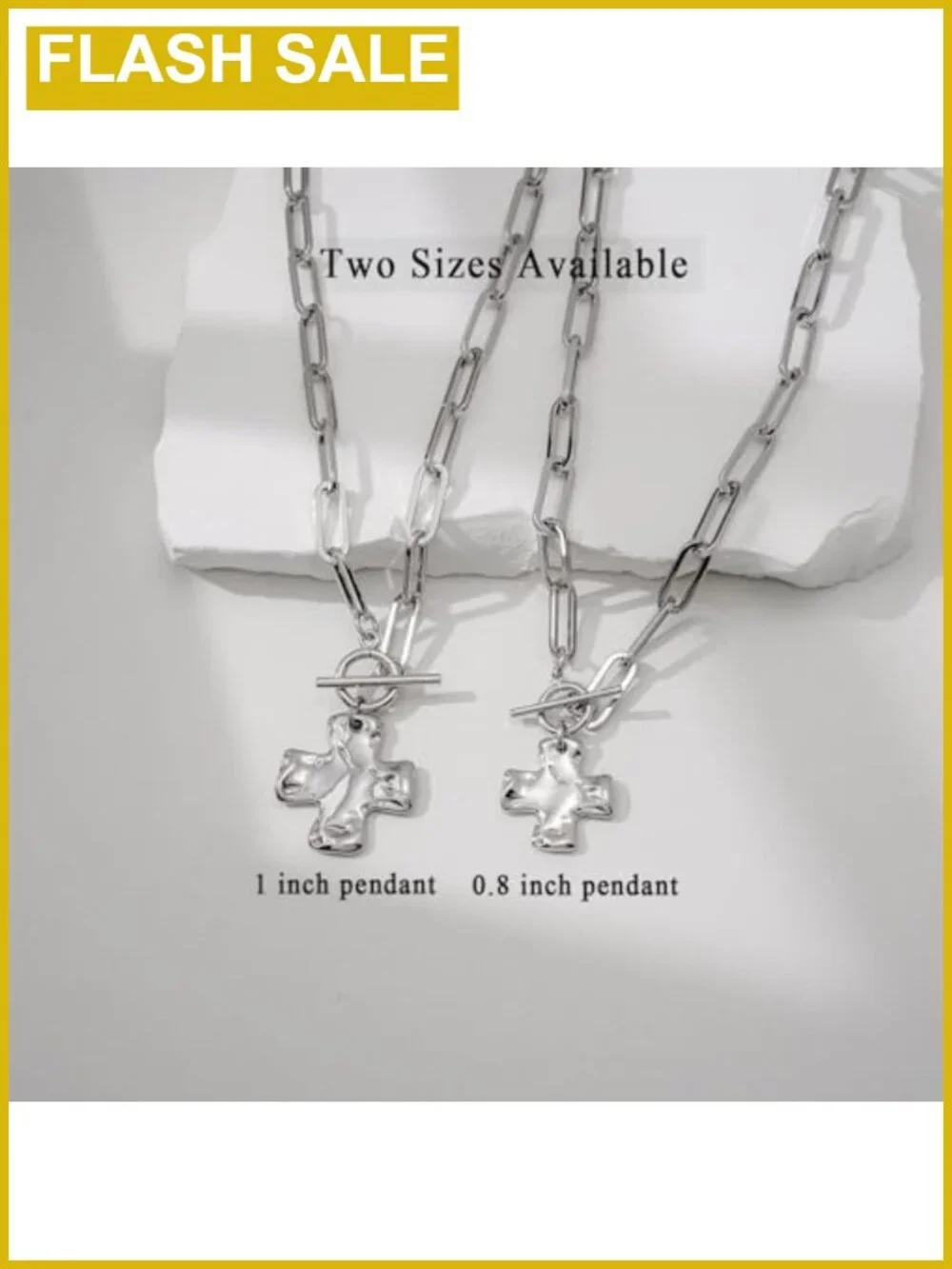 Chunky Cross Necklace 14K Gold Plated Herringbone Snake Chain Layering Set